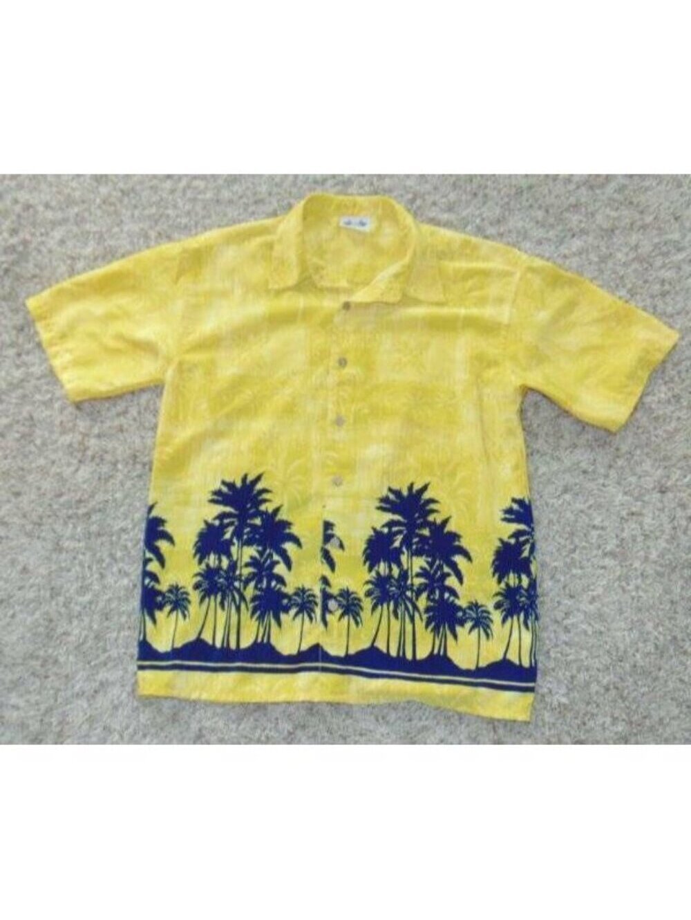 Island Tropics Shirt XL Mens Yellow Black Tropical Short Sleeve Button Up Camp